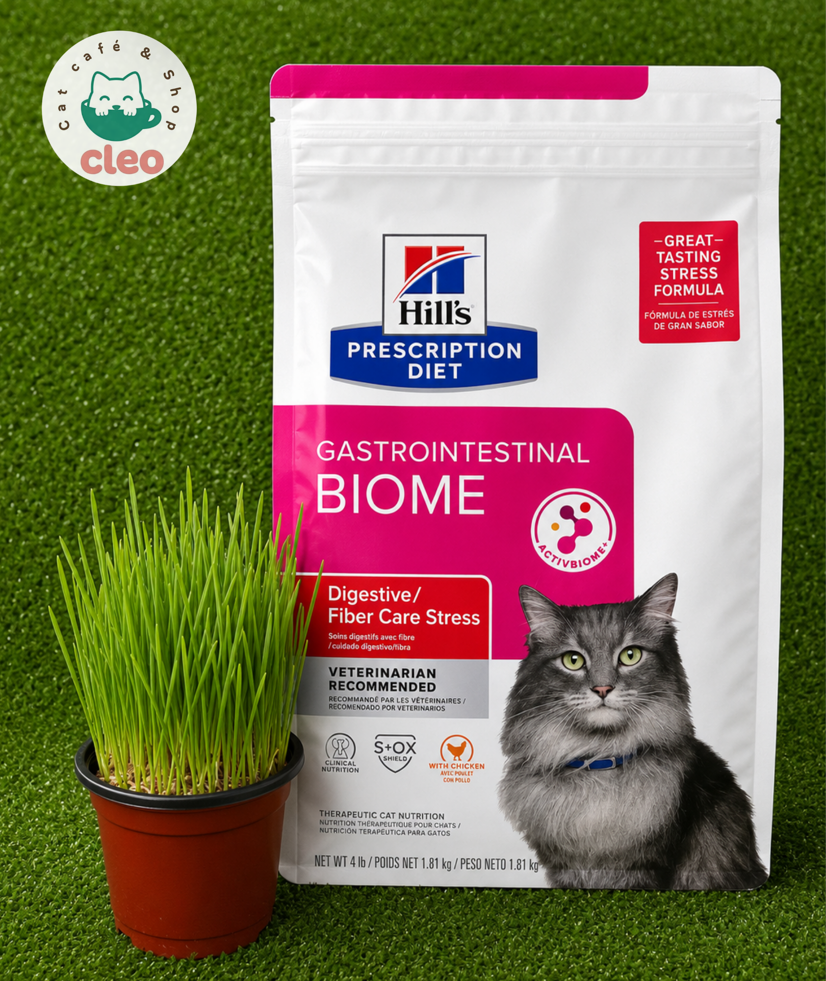 Hill’s Prescription Diet Gastrointestinal Biome Digestive/Fiber Care Stress con Pollo 1.81 kg | Salud Digestiva y Manejo del Estrés en Gatos
