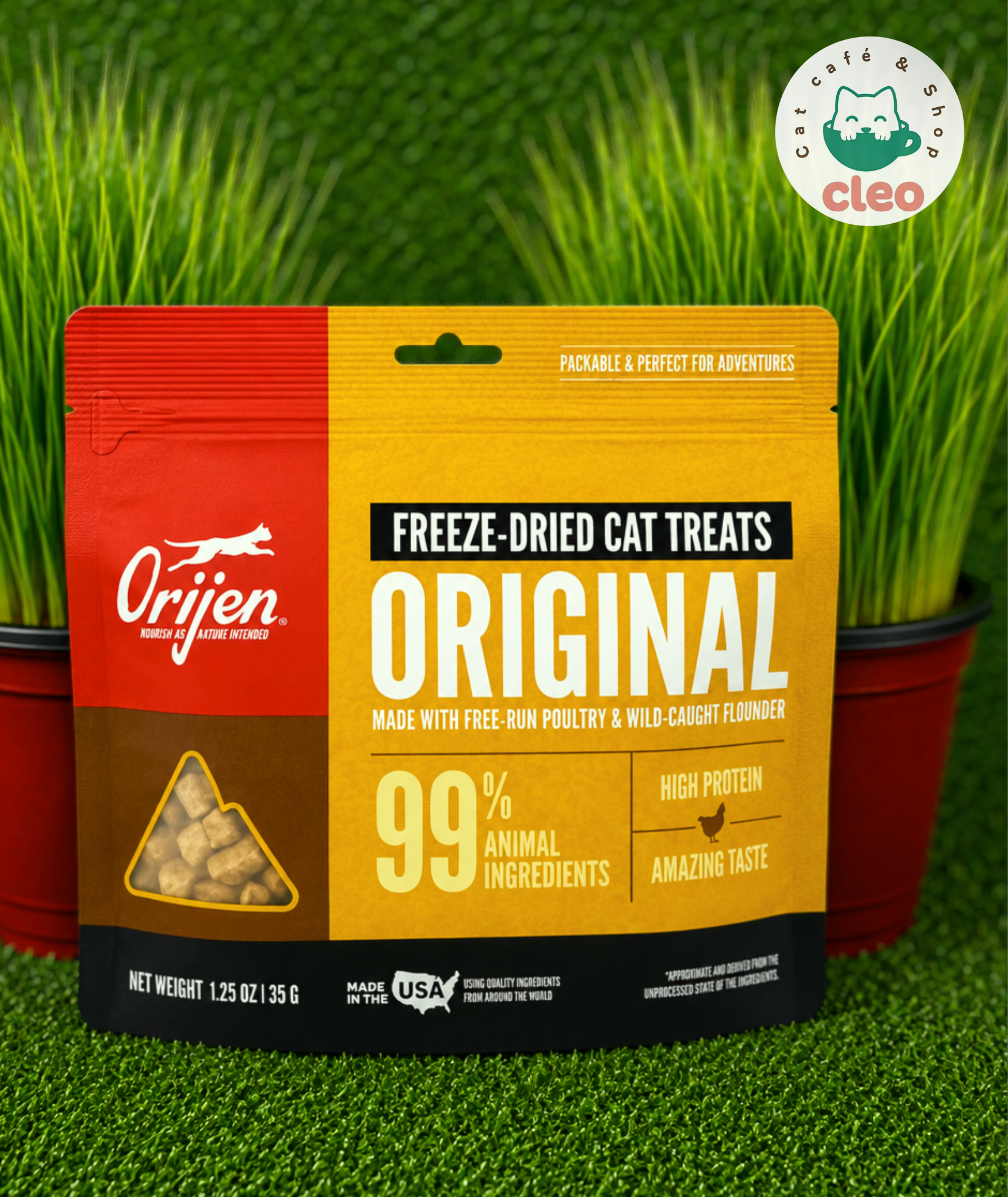 ORIJEN Original Freeze-Dried Cat Treats 35 g | Snacks Liofilizados de Pollo, Pavo y Pescado para Gatos