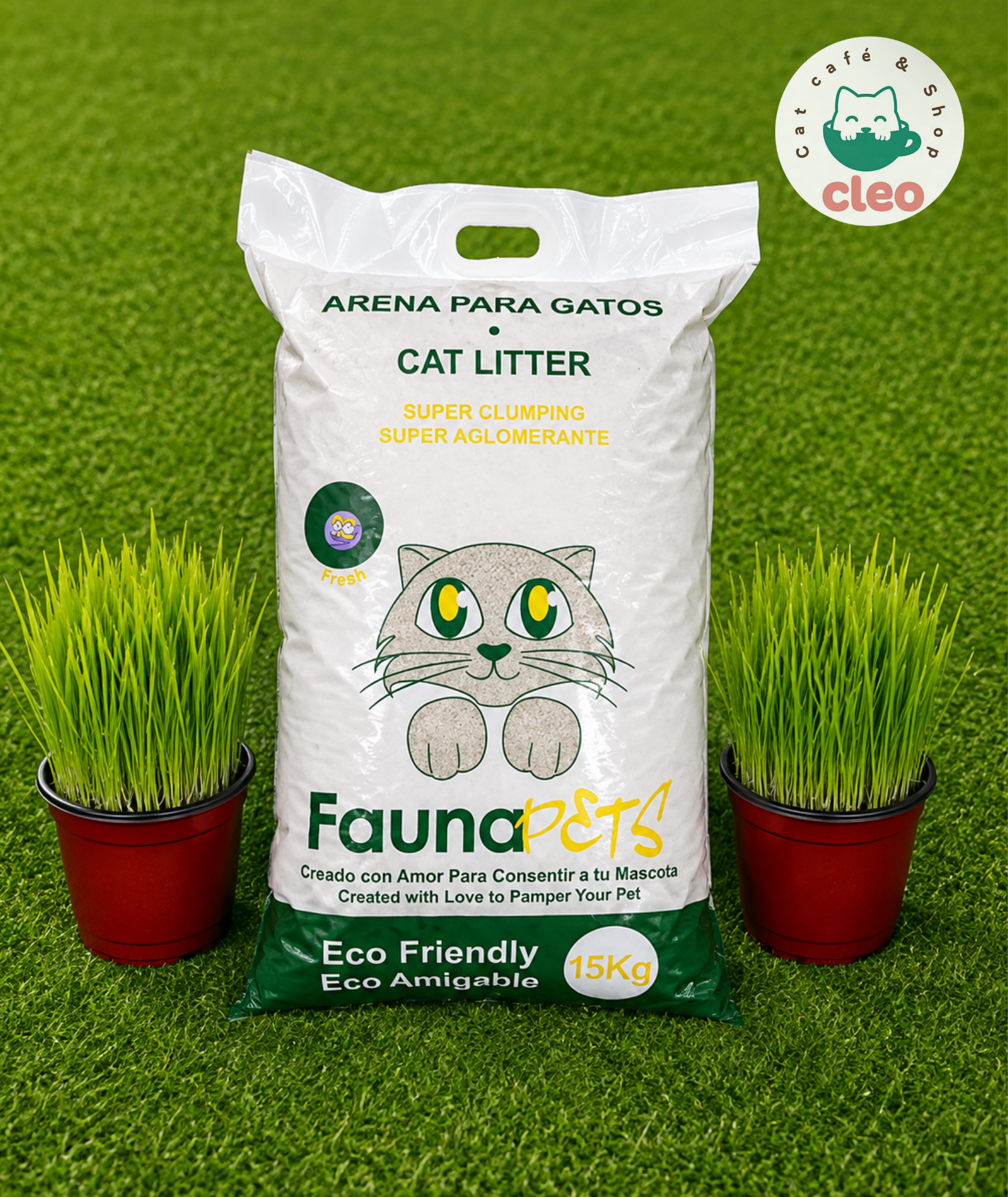 Fauna Pets Fresh Arena Aglomerante para Gatos 15 kg | Súper Aglomerante y Control de Olores