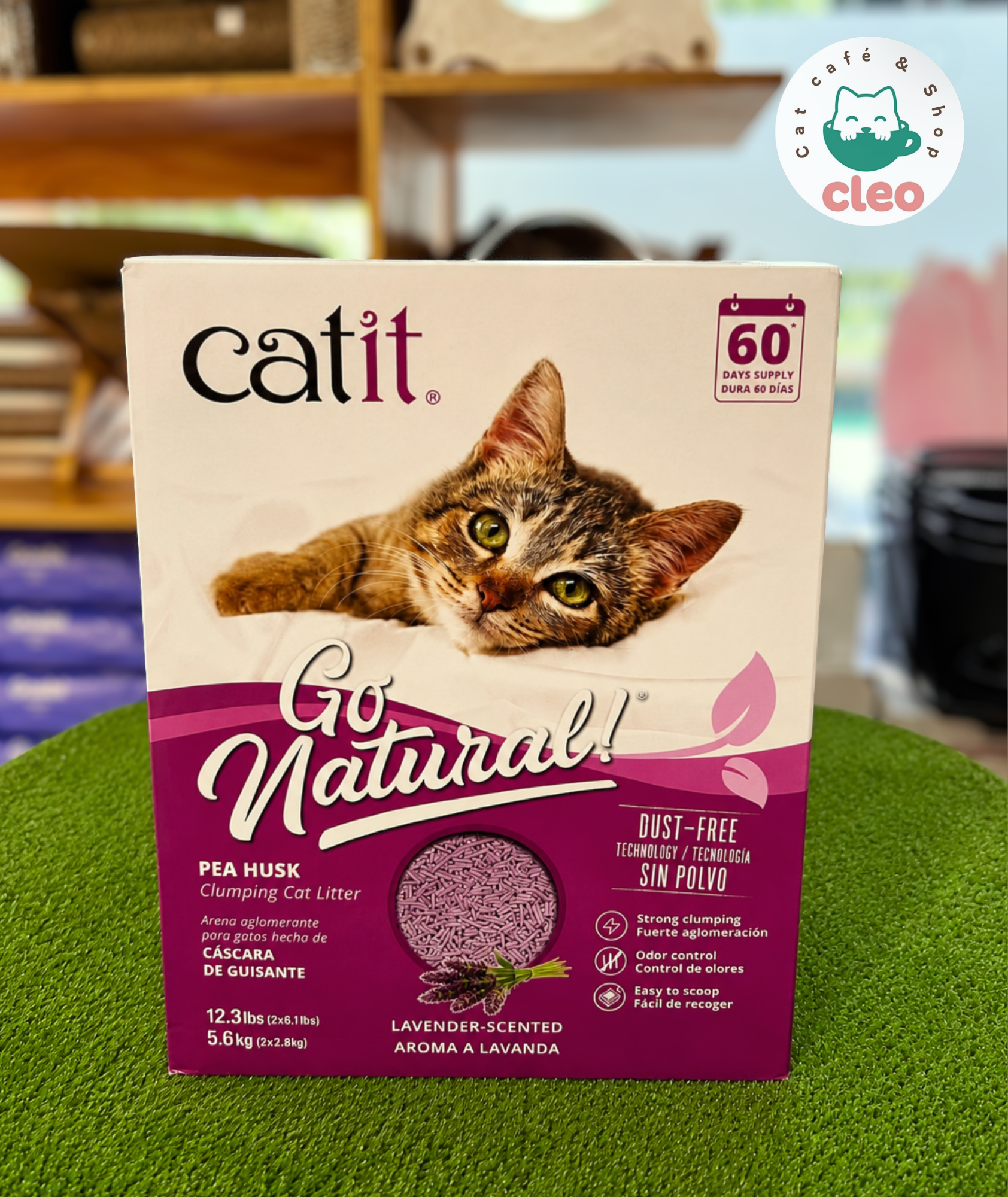 Catit Go Arena Natural de Cáscara de Guisante 5.6 kg Lavanda | Aglomerante y 99.9% Sin Polvo