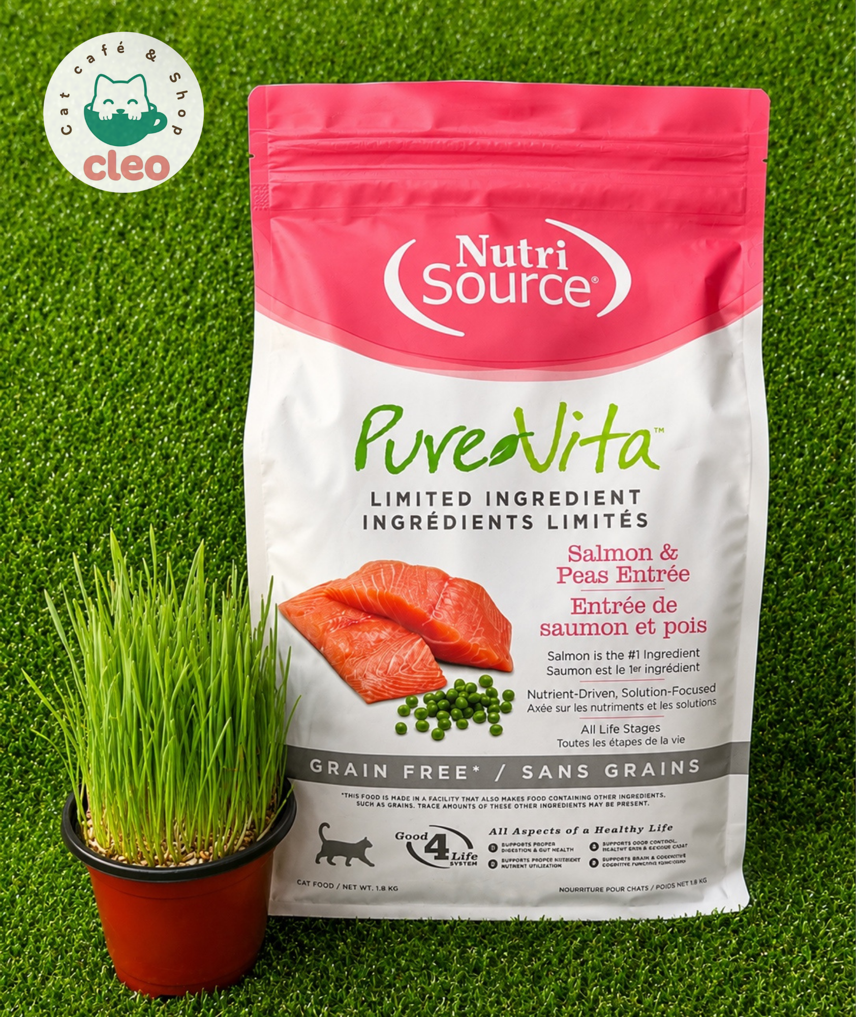 NutriSource PureVita Salmon & Peas 1.8 kg | Alimento Grain Free para Gatos con Ingredientes Limit