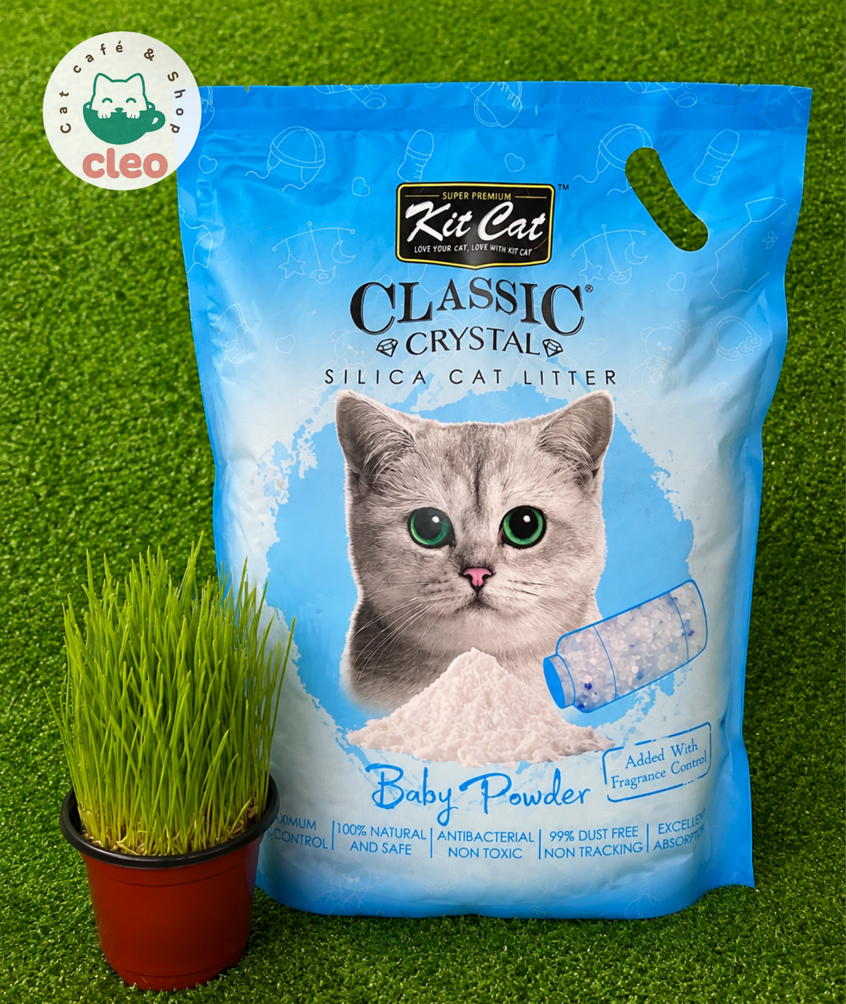 Kit Cat Classic Crystal Arena de Sílica Olor a Baby Powder 5 L | Máxima Absorción y Control de Olores